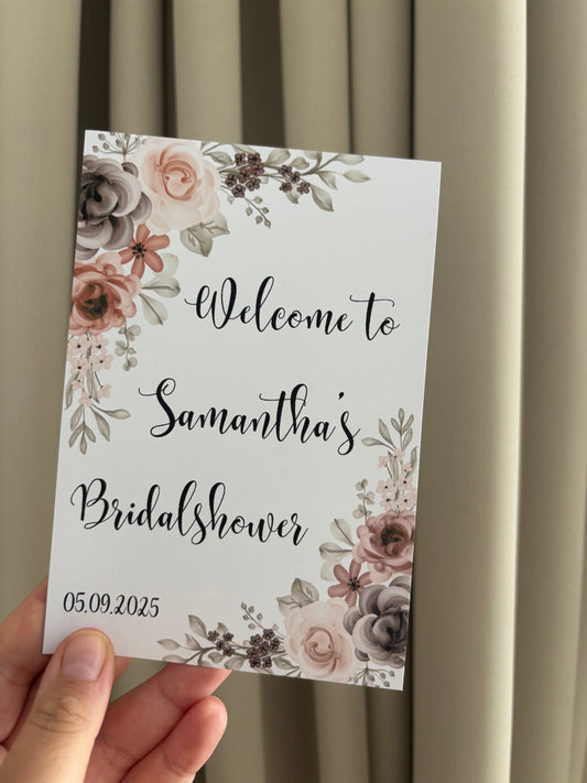Bridalshower Tafelkaart | bloemendesign