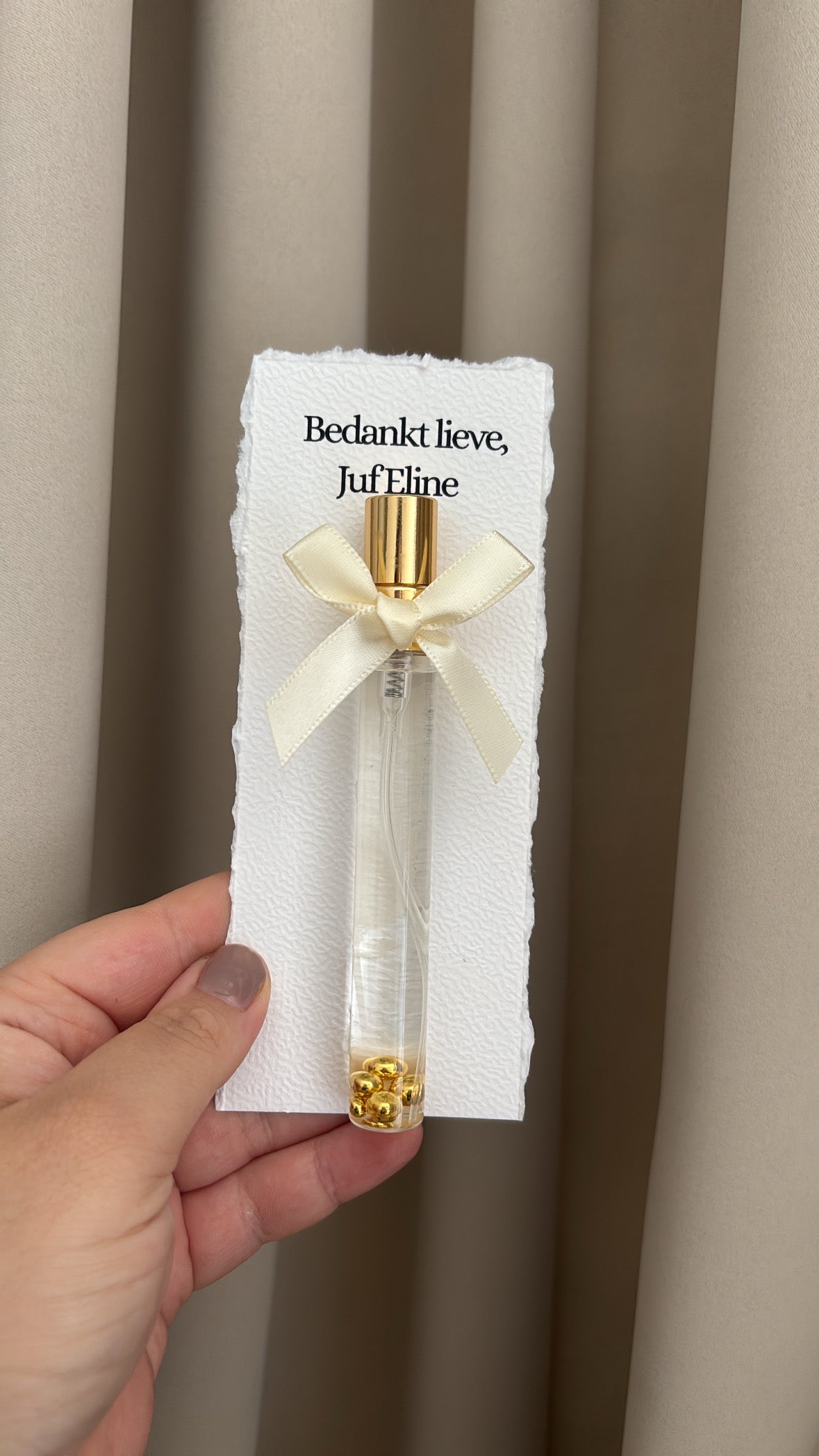 Luxe Parfumflesje | bedankt juf/meester