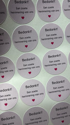 Bedankt! Een zoete herinnering van ons stickers 