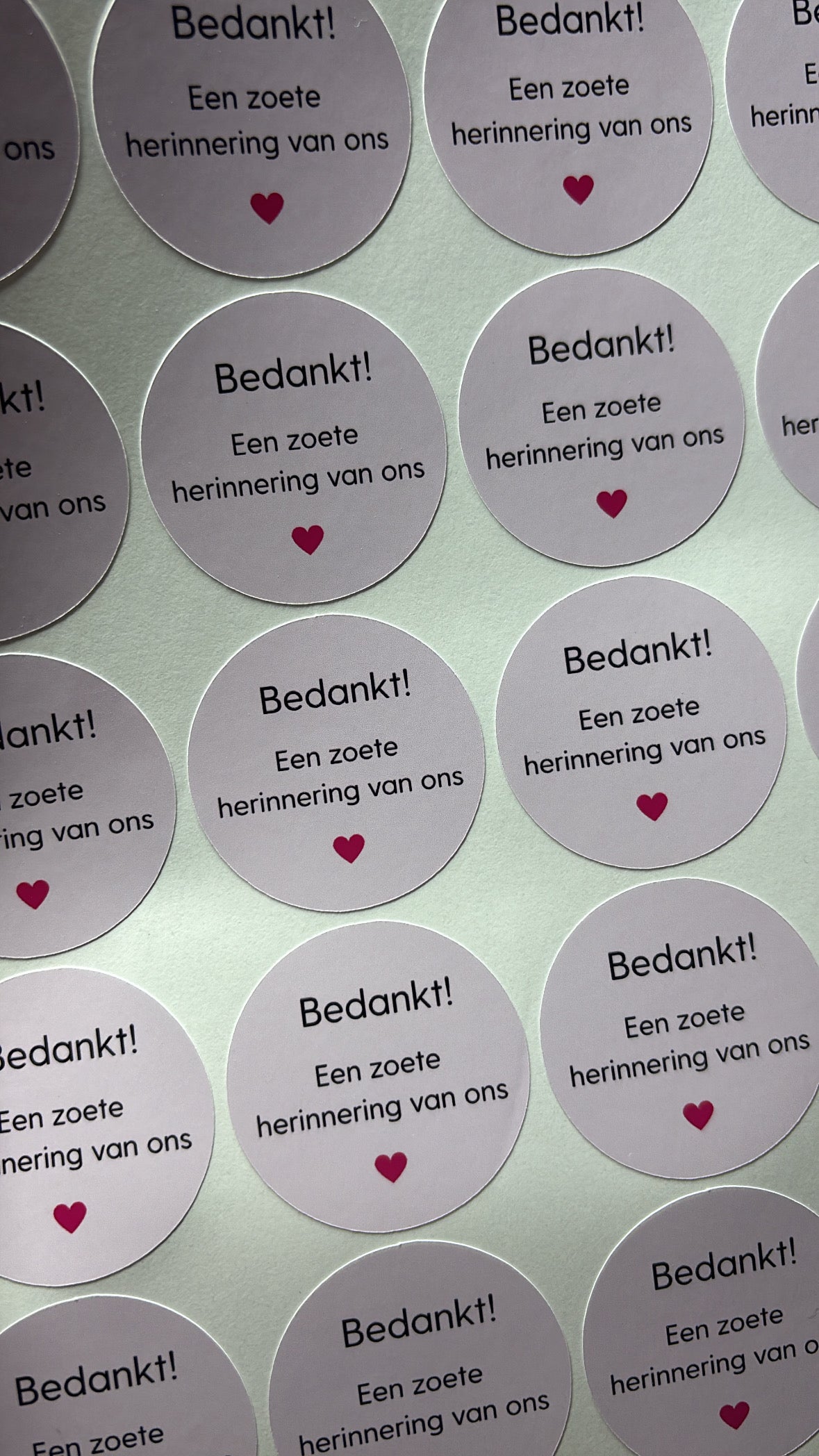 Bedankt! Een zoete herinnering van ons stickers 
