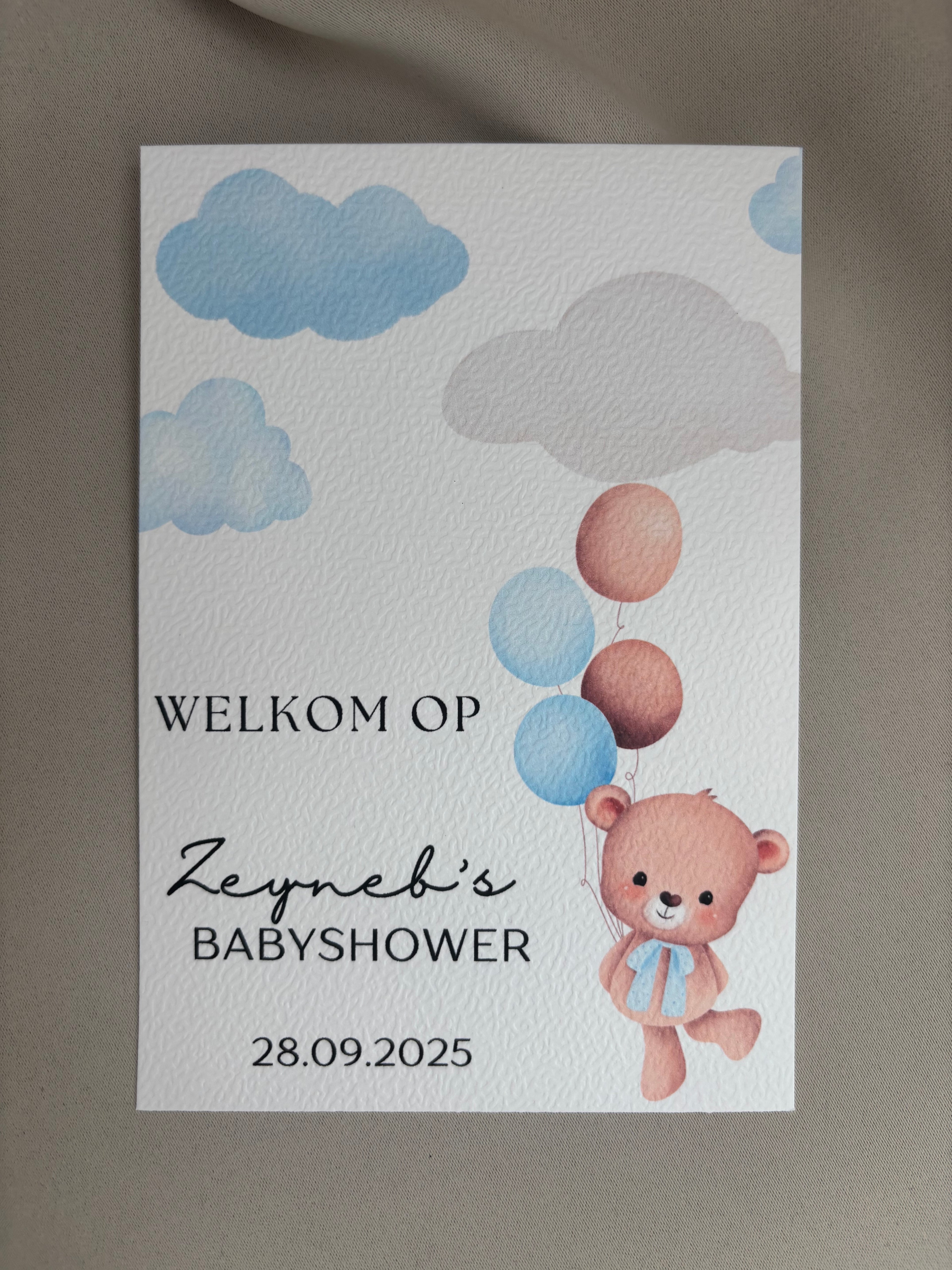 Babyshower Tafelkaart | beertje
