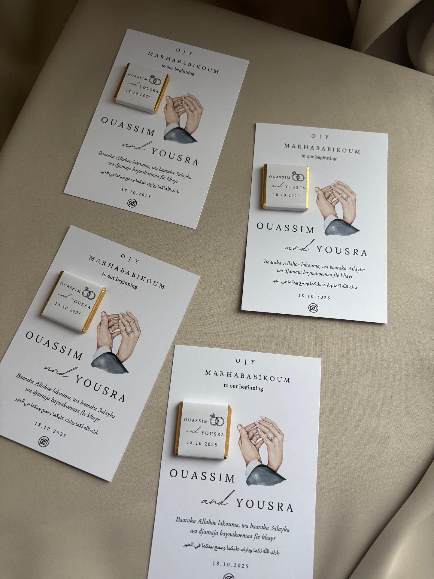 Marhababikoum to our beginning | Tafelkaarten met chocolaatjes