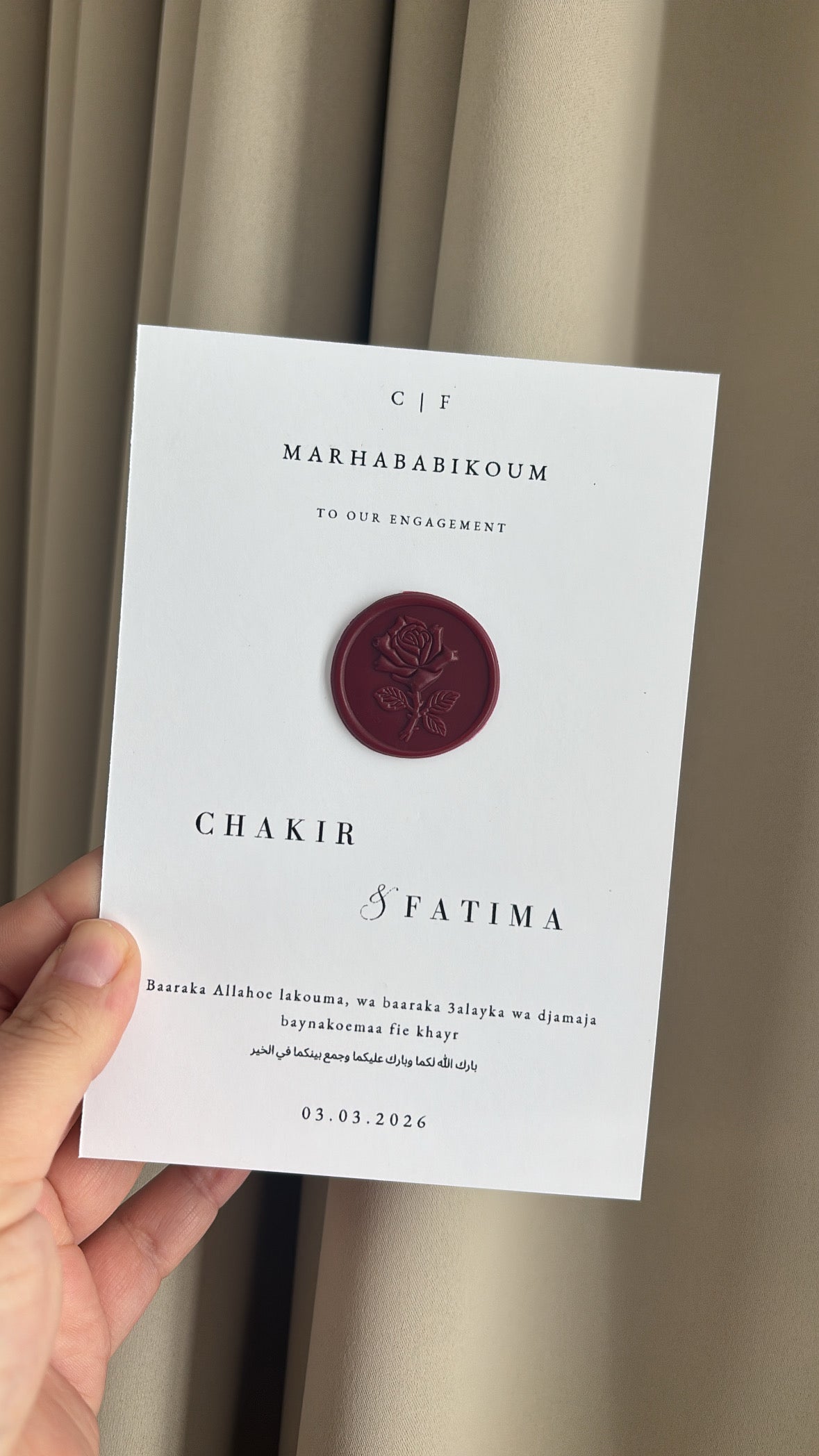 Tafelkaart verloving