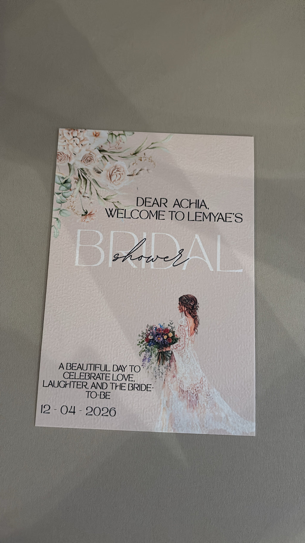 Bridalshower Tafelkaart