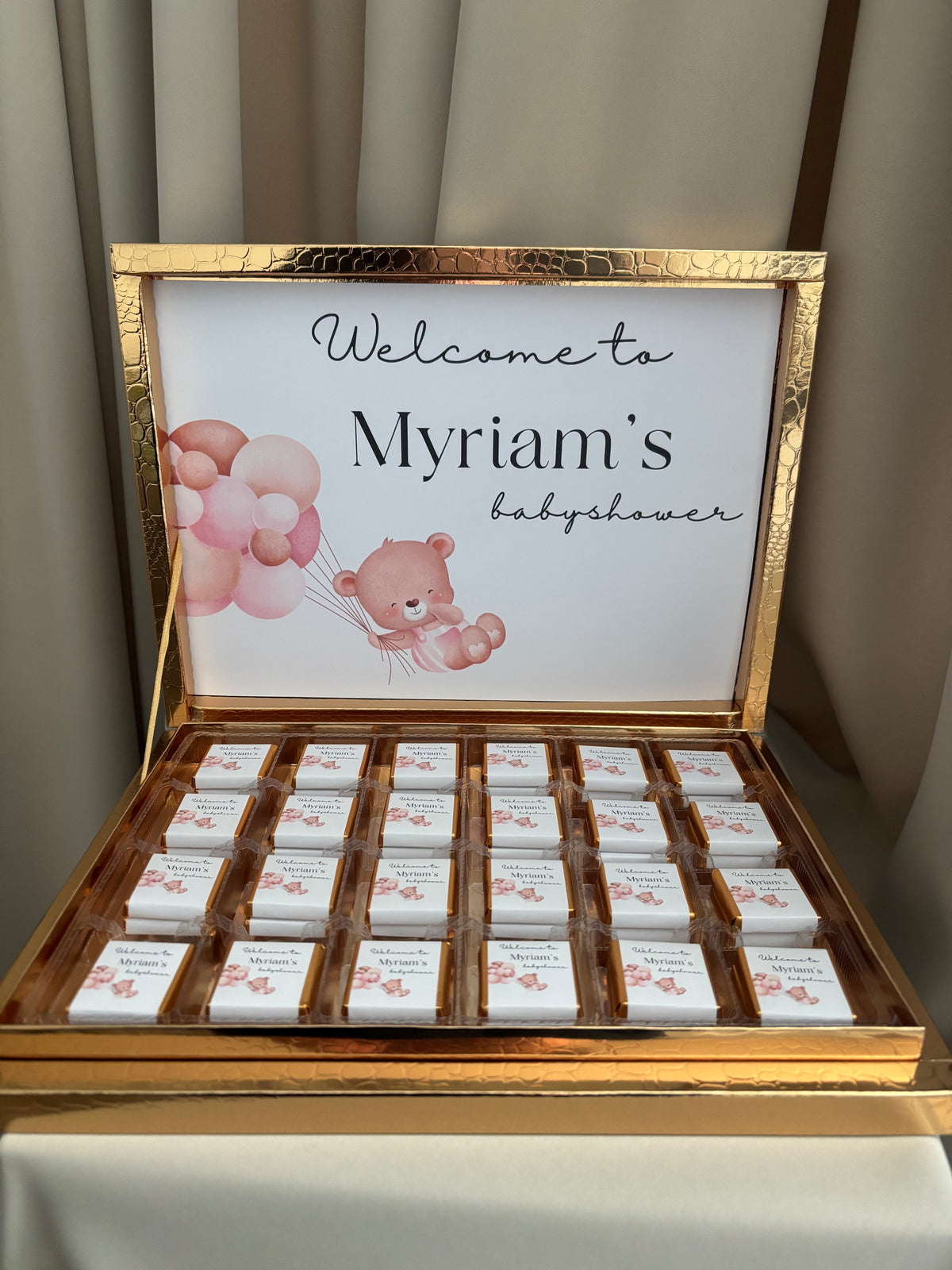 Babyshower Chocoladebox | girl or boy met inhoud & ontwerp