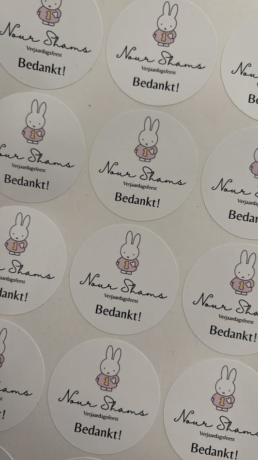 Ronde stickers bedankt
