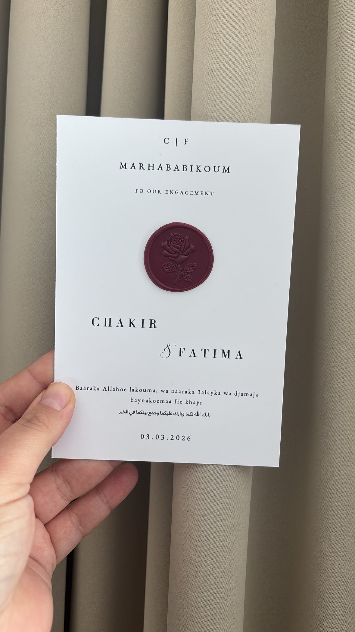 Tafelkaart verloving