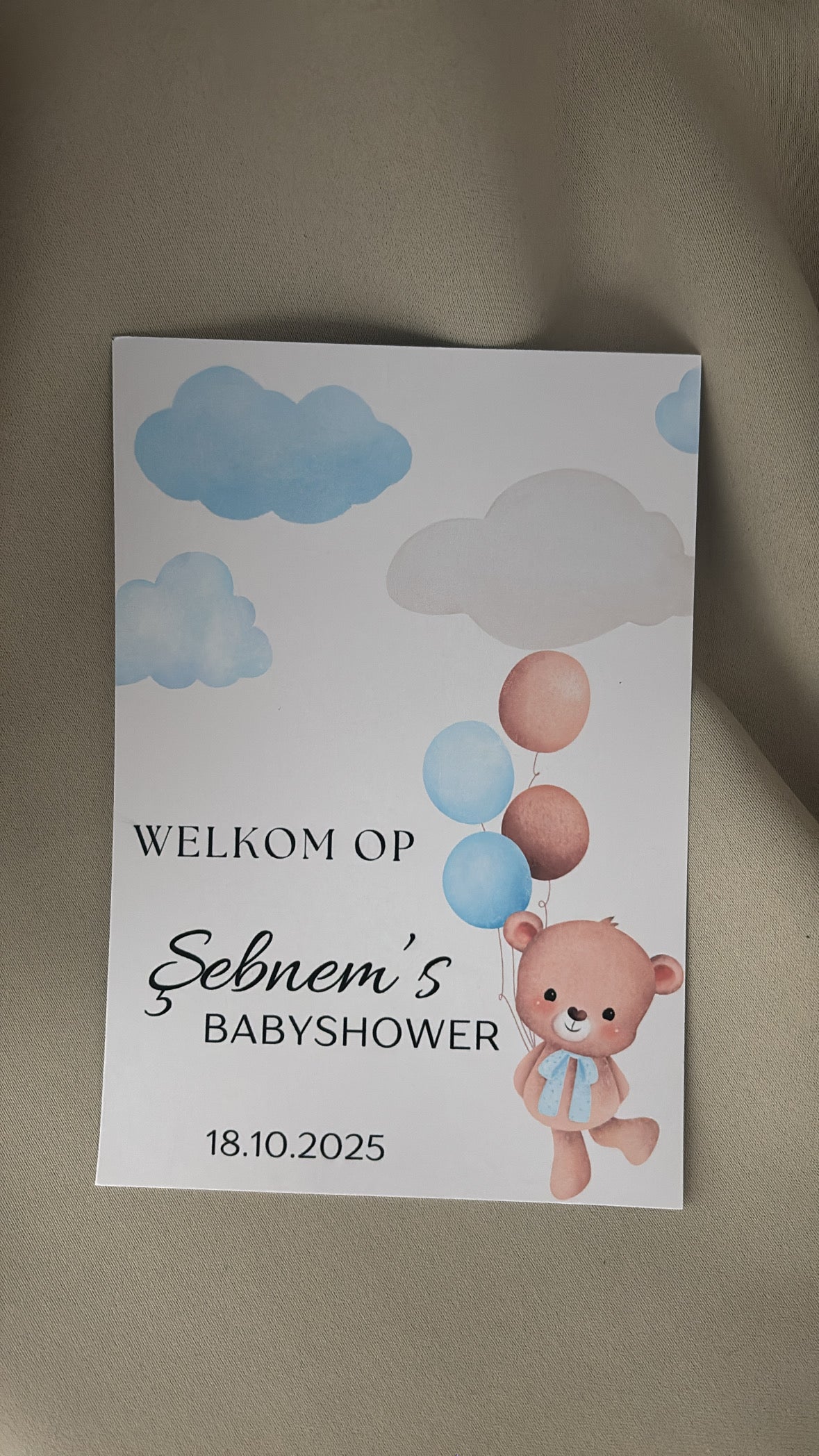 Babyshower Tafelkaart | beertje