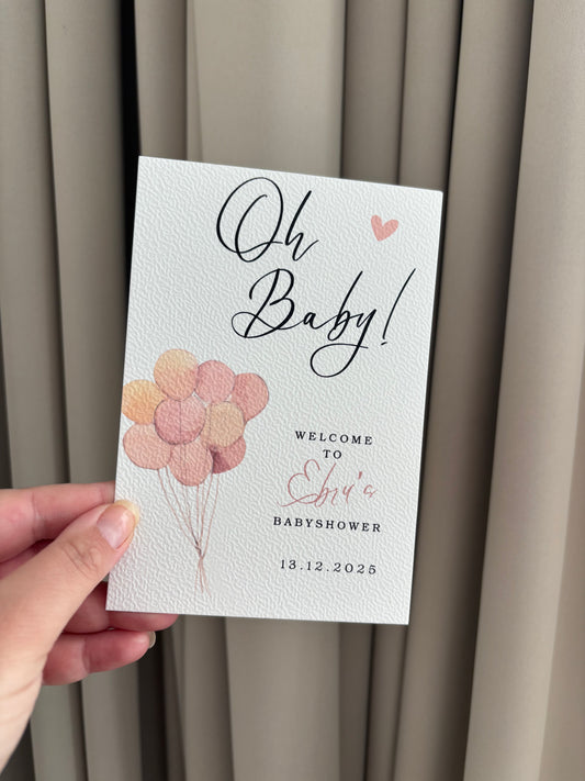 Babyshower Tafelkaart | Oh baby!