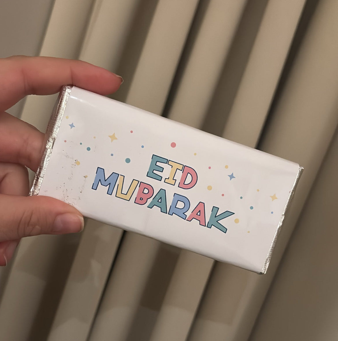 Eid Mubarak, eid Mubarak chocoladereep. Eid Gifts en Eid bedankjes 
