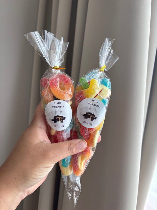 Eid en Hadj mubarak puntzakjes snoep 