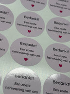 Bedankt! Een zoete herinnering van ons | stickers