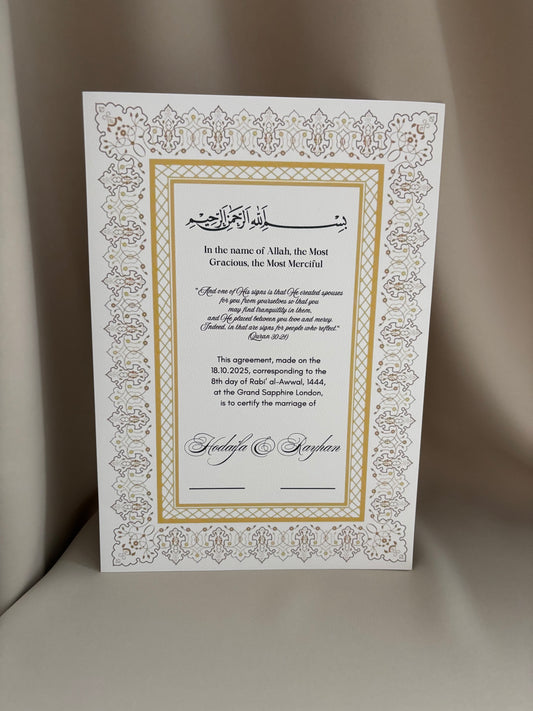 Nikah certificaat met lijst 
