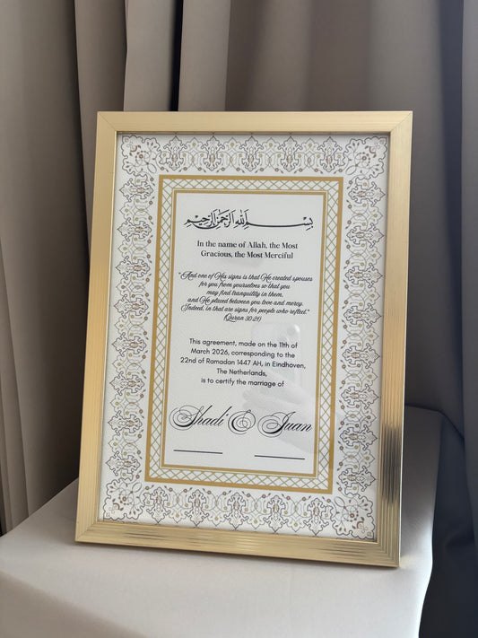 Nikah certificaat met lijst 