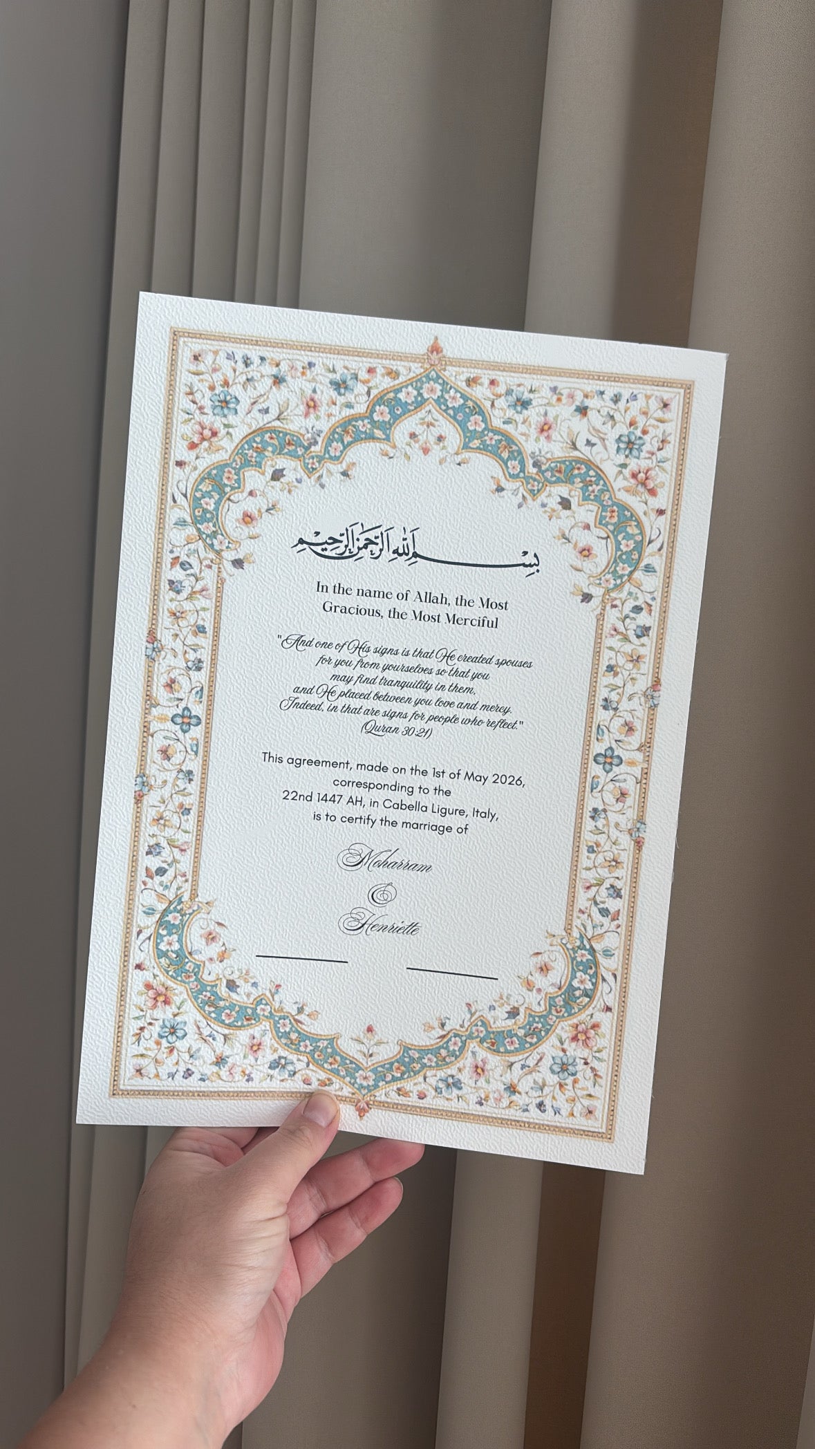 Nikkah certificaat 