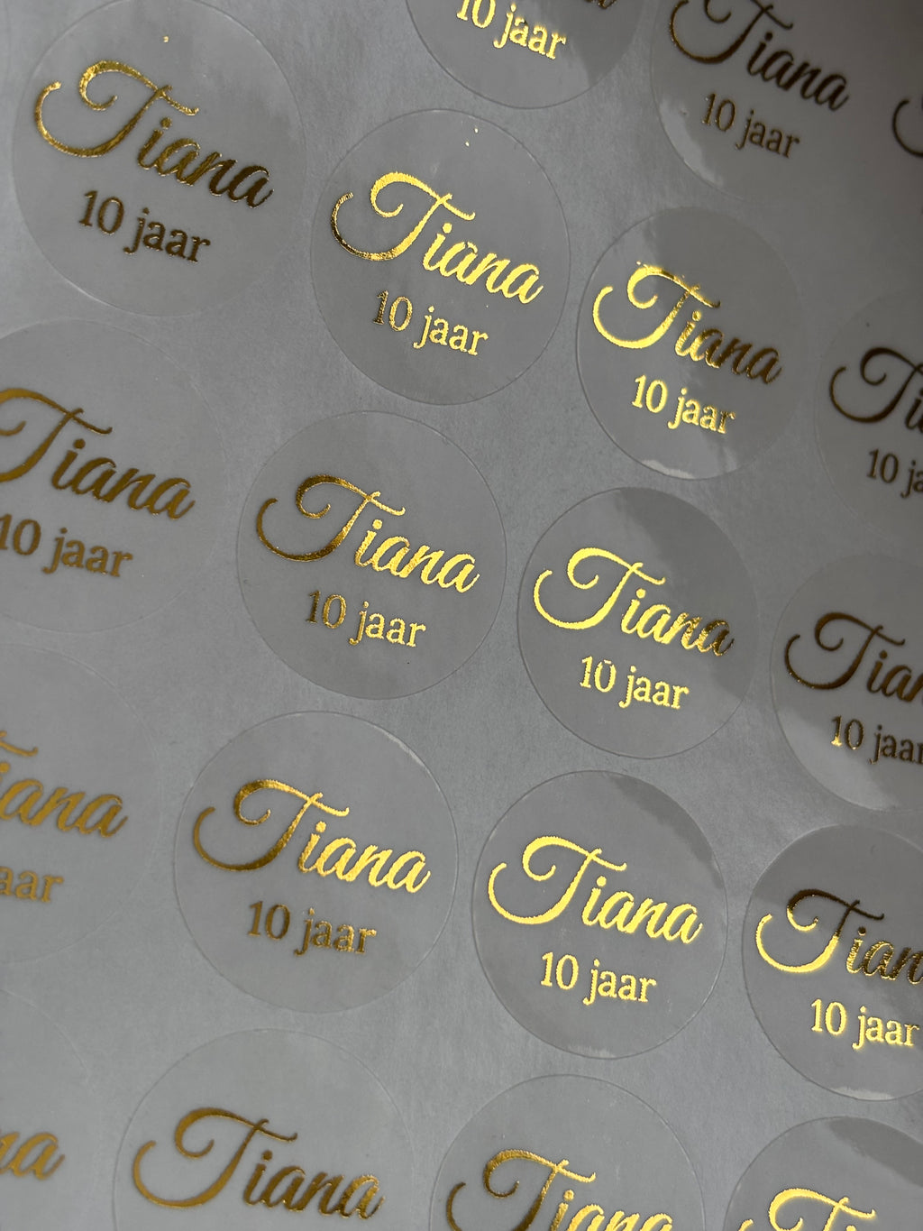 Transparante stickers met goudfolie 