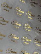 Transparante stickers met goudfolie 
