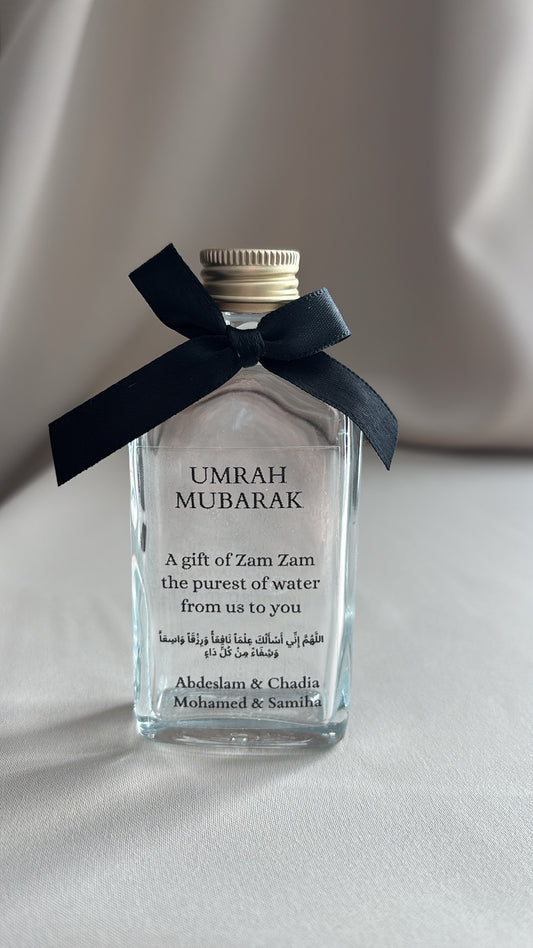 Umrah Mubarak flesjes - transparant. Umrah Mubarak gift 