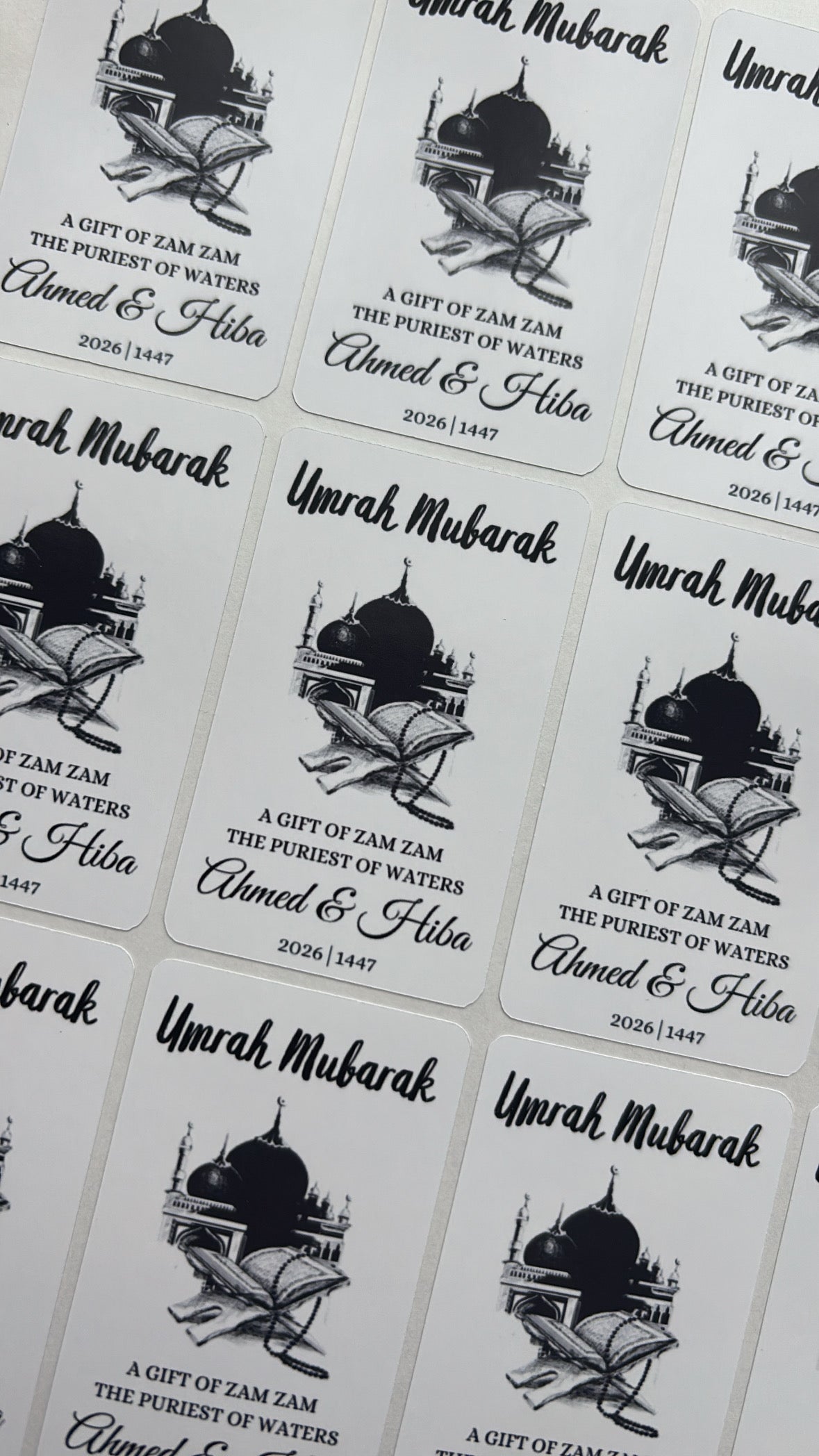 Umrah Mubarak stickers, hadj Mubarak, zamzam stickers, umrah Gifts 