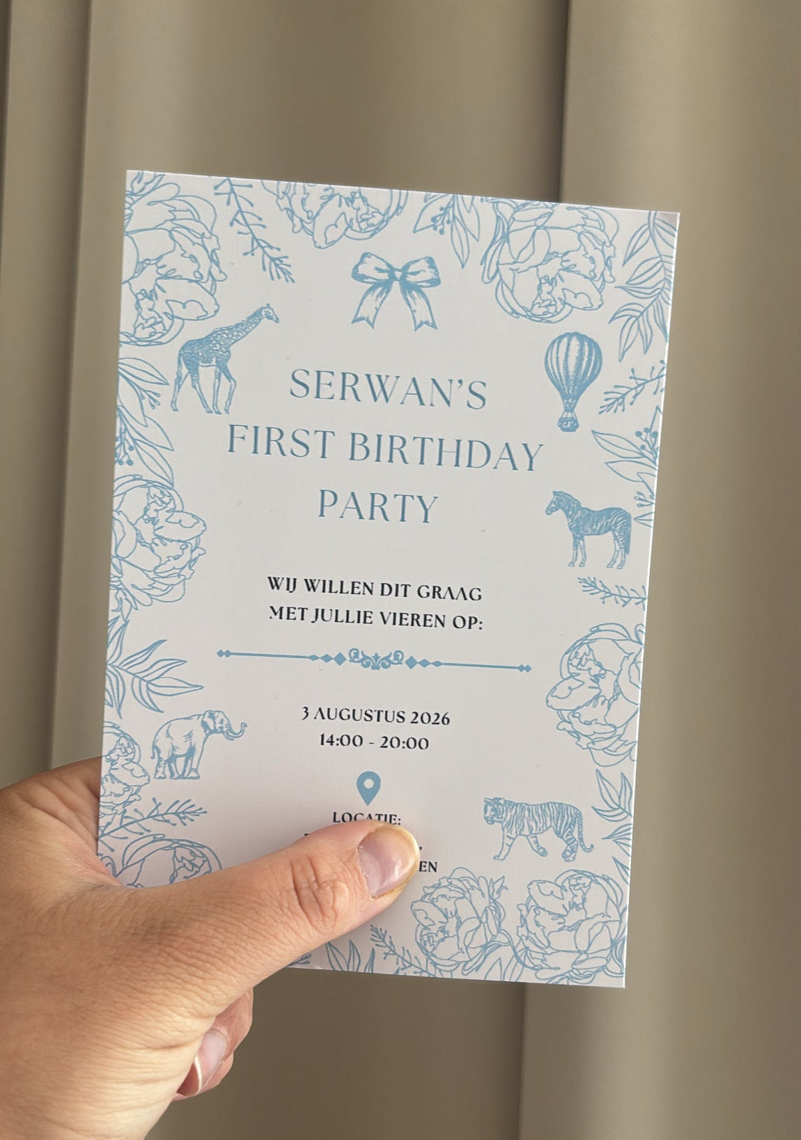 Verjaardagsuitnodiging Safari & Bloemen Thema