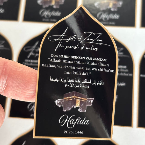 A gift of zamzam stickers zwart met goud