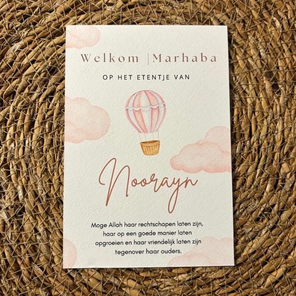 Tafelkaart | babyshower luchtballon