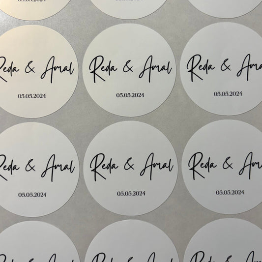 Ronde sticker | naam & datum