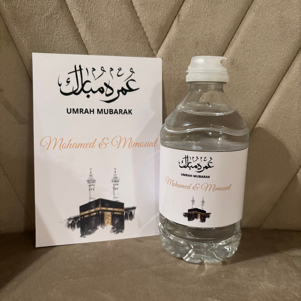 Umrah Mubarak | Tafelkaar & fles etiket