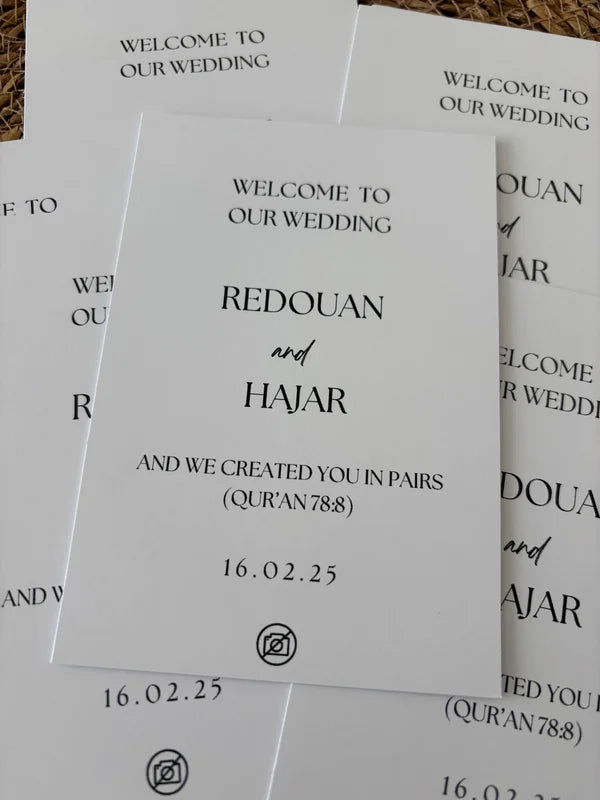 Welcome to our wedding || tafelkaart