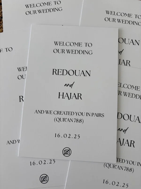 Welcome to our wedding || tafelkaart