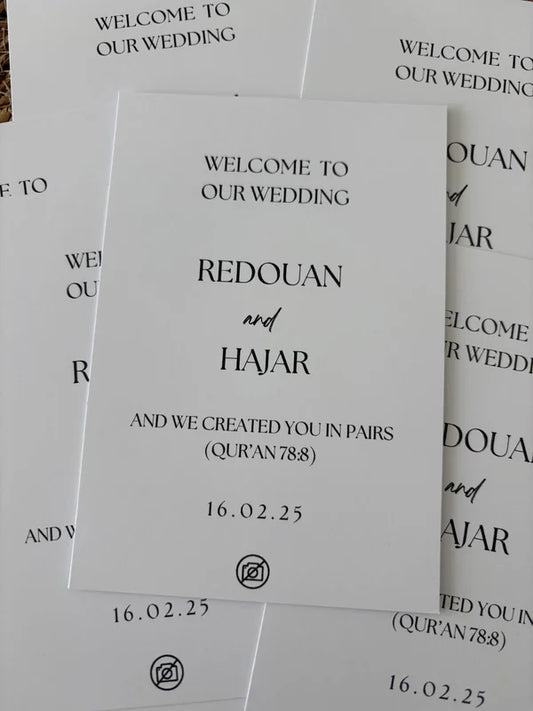 Welcome to our wedding || tafelkaart
