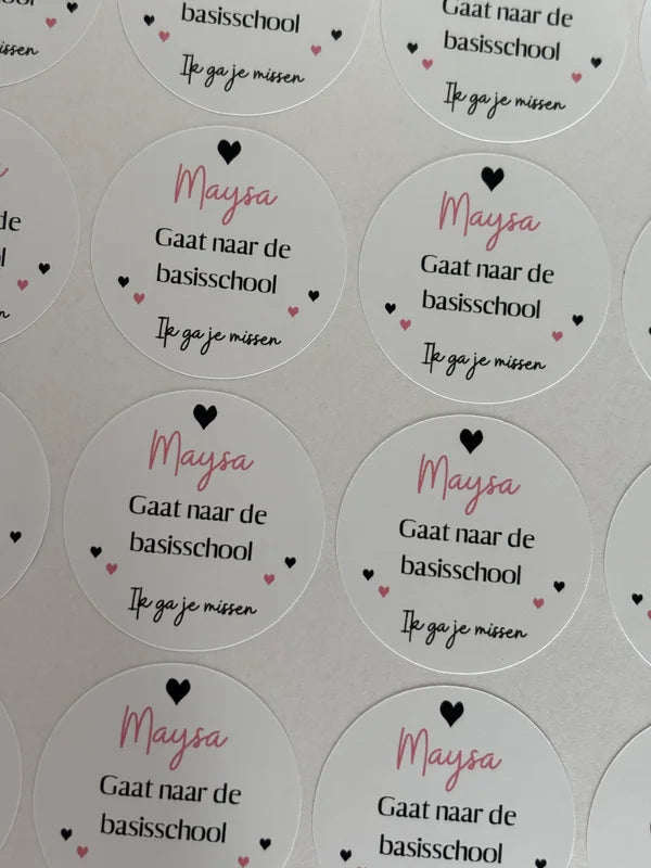 Afscheid stickers | Gaat naar de basisschool | roze of blauw