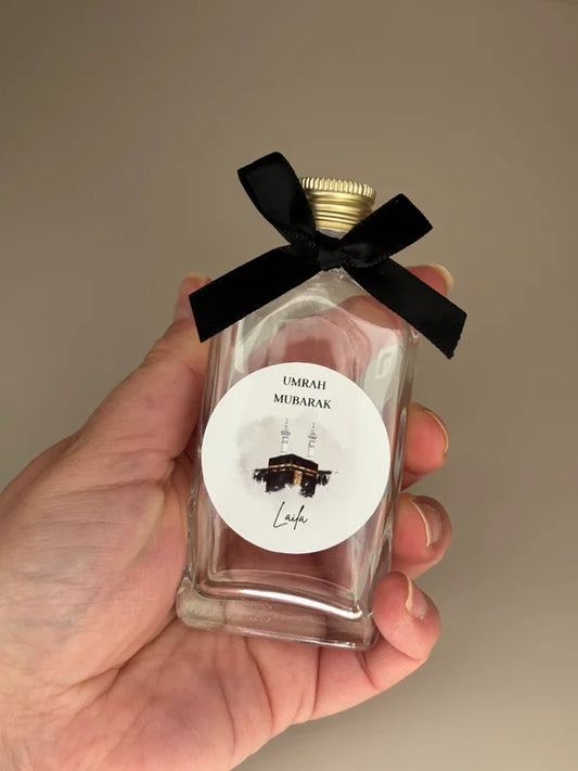 Umrah/Hadj Mubarak flesje| met ronde sticker