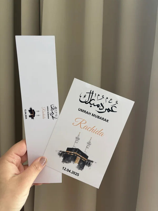 Umrah Mubarak | Tafelkaar & fles etiket
