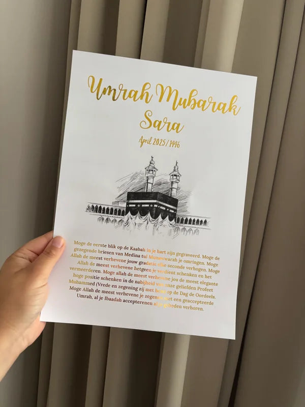 Umrah Mubarak lijst | goudfolie