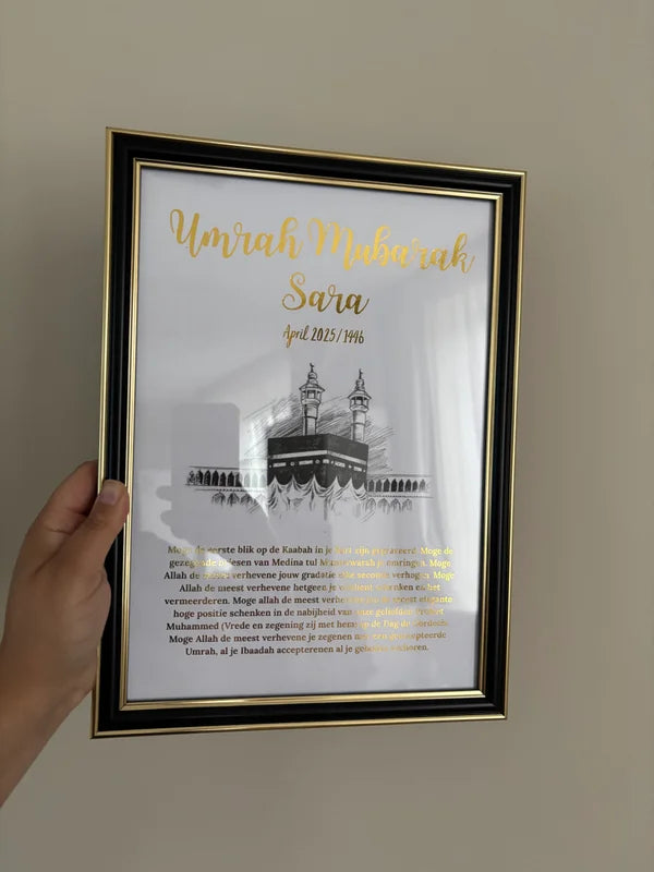 Umrah Mubarak lijst | goudfolie