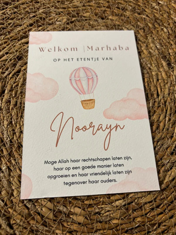 Tafelkaart | babyshower luchtballon