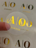 Gouden stickers letters en datum