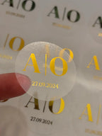 Gouden stickers letters en datum