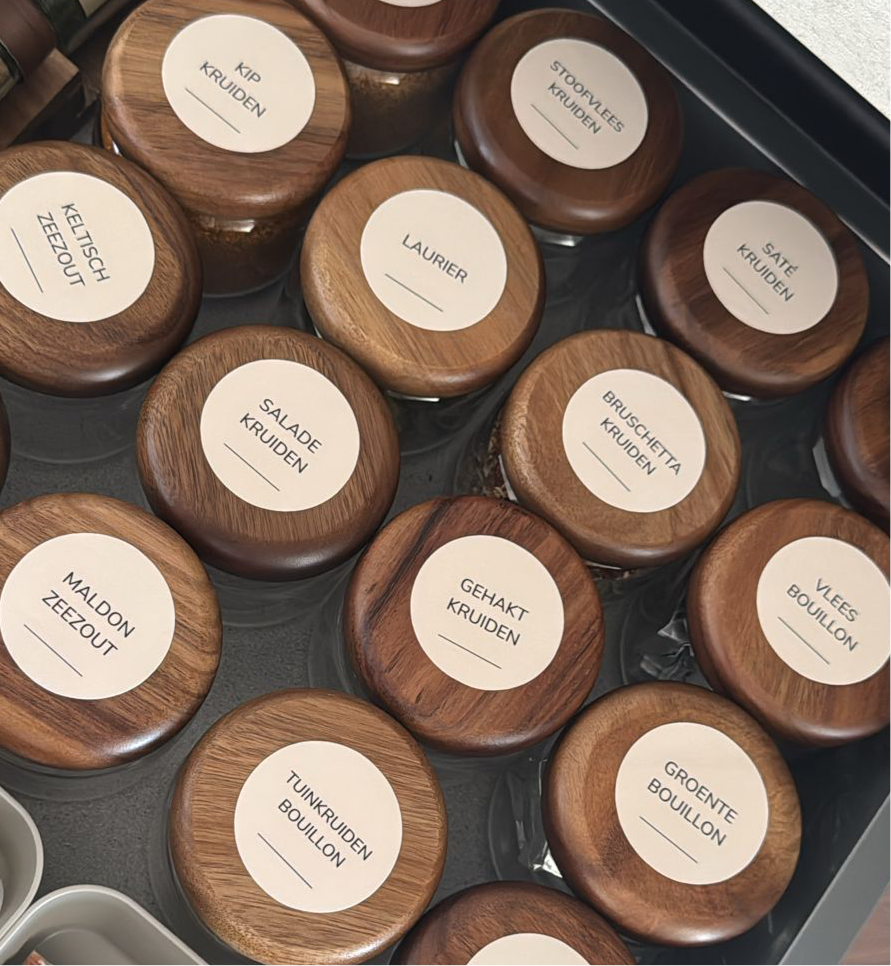 kruidenlabels Beige rond